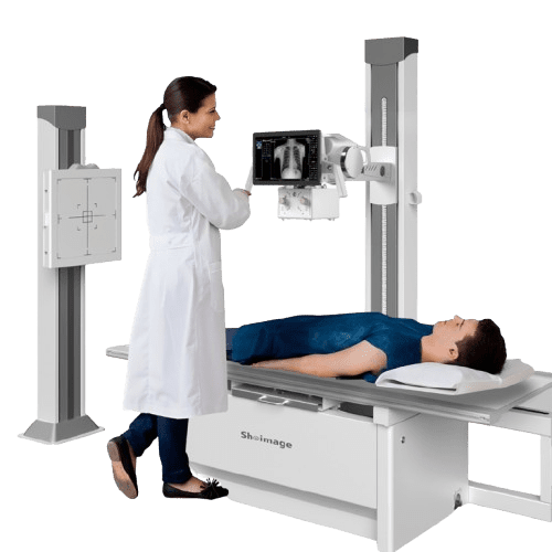 Floor mounted double columns X-ray machine